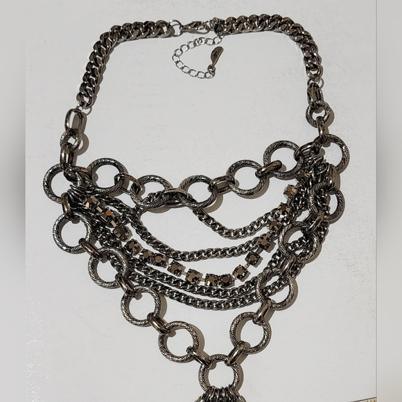 Free People Cross Your Heart Choker Necklace - Silver - Cool Piece! - Picture 3 of 5